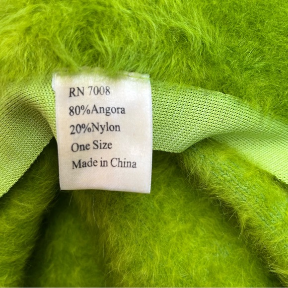 Unbranded Fuzzy Green Bucket Hat Angora Blend Soft - Picture 4 of 8
